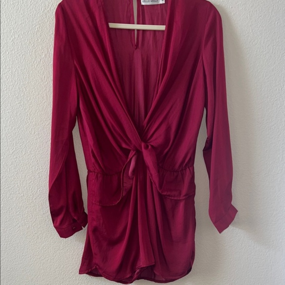 Hello Molly Burgundy romper. Size 10.